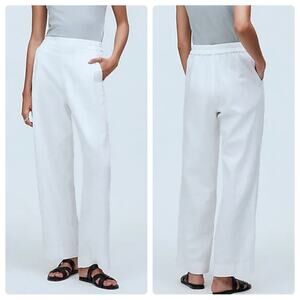 NWT Madewell Pull-On Straight Crop Pant NR174‎ White Linen Sz 2